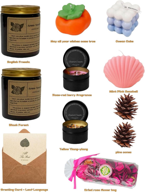 SOYESY 12 Set Set Scented Candles Gift for Women, Pcs Candles & Greeting Card for Women, Aromatherapy Soy Wax Candles