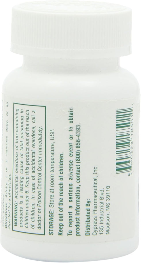Poly Iron Capsules 150 mg Dietary Supplement by Cypress Pharmaceutical, 100 Caps per Bottle