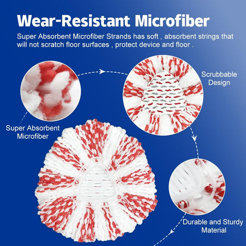 3 Pack Mop Heads Replacement for O-Ceda Easy Wring Spin Mop, Microfiber Refills for Deep Cleaning