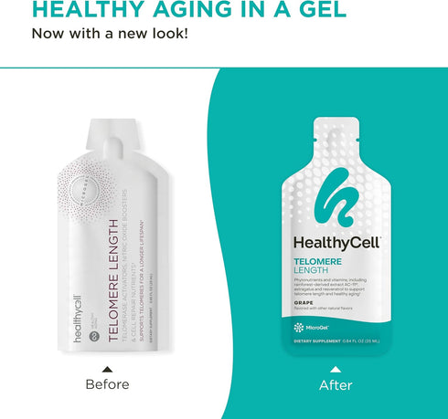 Healthycell Telomere Length Anti Aging Supplement with Cats Claw for DNA Repair, 30 Gel Packs