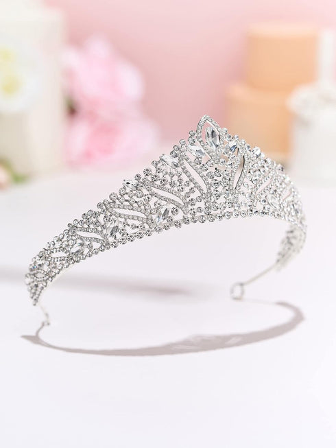 SWEETV Anastasia Tiaras and Crowns for Women, Wedding Tiara for Bride, Silver Crystal Headpieces for Prom