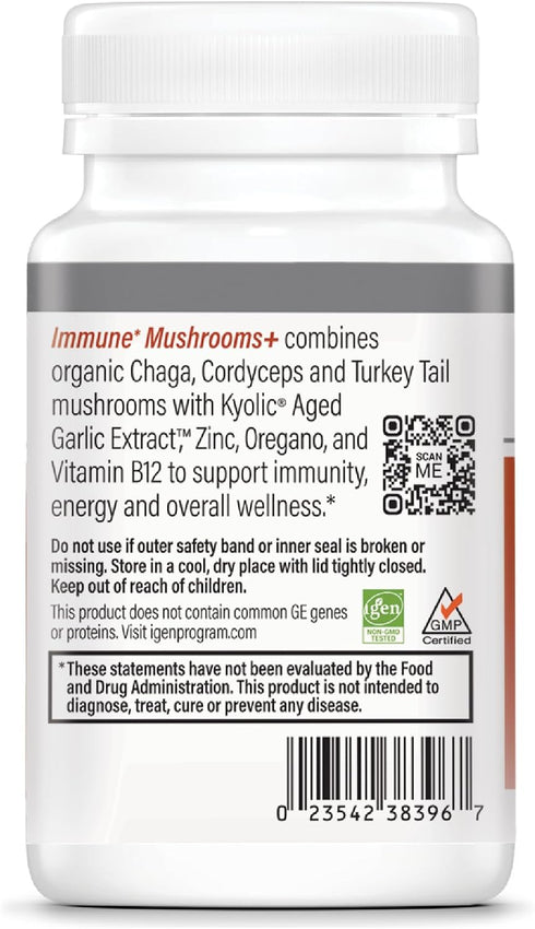 Immune 60 Kyolic Mushrooms+ - Mushroom & Herbal Dietary Supplement - Wellness & Energy Support* - Chaga, Cordyceps