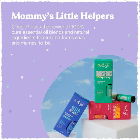Set 100% 0.3 Oz (Pack 3) Oilogic Roll-On Essential Oils for Pregnant Women - Pure Essential Oil Roller for Pregnancy