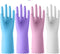 Rubber Kitchen Dishwashing Gloves, 4 Pairs Reusable Household Cleaning Gloves with Cotton Liner