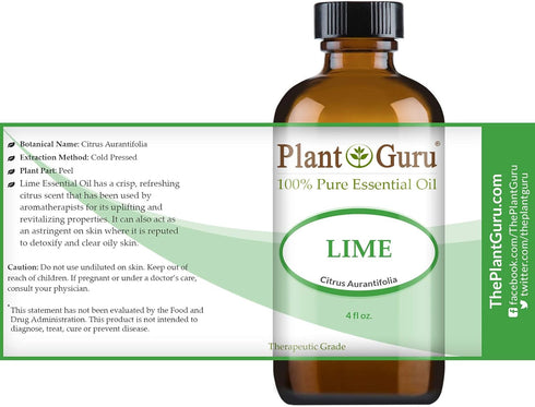 Lime Essential Oil 4 oz 100% Pure Undiluted Cold Pressed from Fresh Lime Peel - Great for Aromatherapy Diffuser,