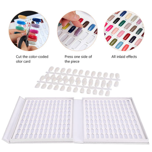 Noverlife Professional 216 Nail Colors Chart, White Nail Gel Polish Display Book for Nail Art Salon