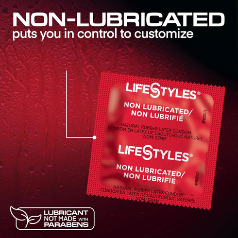 Pack, 100 Count LifeStyles Non-Lubricated Natural Rubber Latex Condoms Value