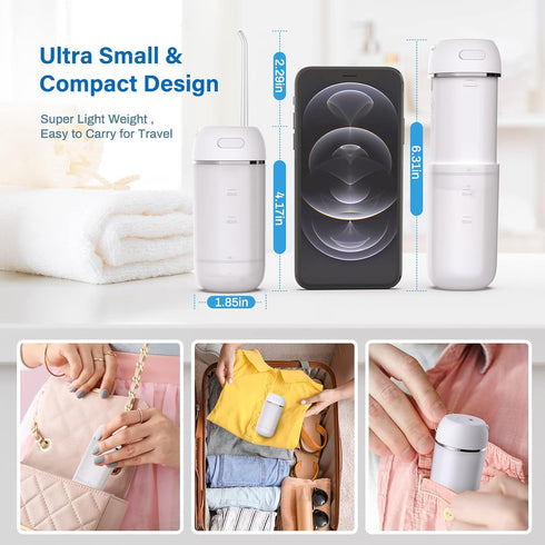 Water Flosser Cordless for Teeth, PONYFREE Mini Portable Oral Irrigator with 9 Pressure Modes, IPX7 Waterproof