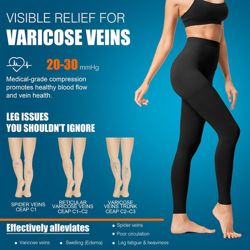 Men20-30 mmhg bropite Medical Compression Pantyhose for Women Waist High Compression Stockings for Varicose Veins