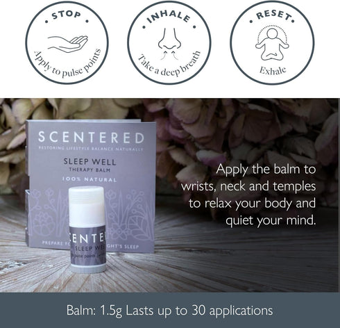 Set (1.5g) Scentered Goodnight Sleep Well Gift Luxury Silk Eye Mask, Aromatherapy Pocket Balm & Reusable Ear Plugs