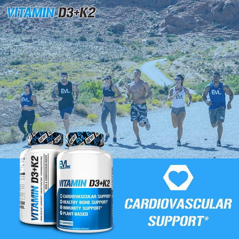 Evlution Nutrition Vitamin D3 + K2 - 60 Servings - Supports Immune System, Bone, Brain & Heart Health