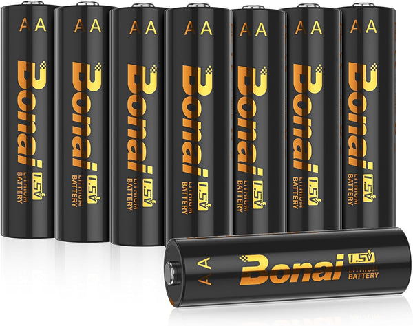 BONAI Lithium AA Batteries 1.5V 3000mAh - 8 Pack Longest Lasting for High Drain Devices