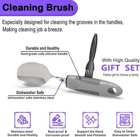 PKPKAUT Bendable/Weighted Spoon for Hand Tremors - Adaptive Handicap Utensil for Parkinsons Patients, Curved