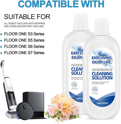 homeazy 2L S3 S5 S6 S7 Mop(33.8 OZ*2) Hard Floor Cleaning Solution for Tineco iFLOOR Series - FLOOR ONE Series, Deep