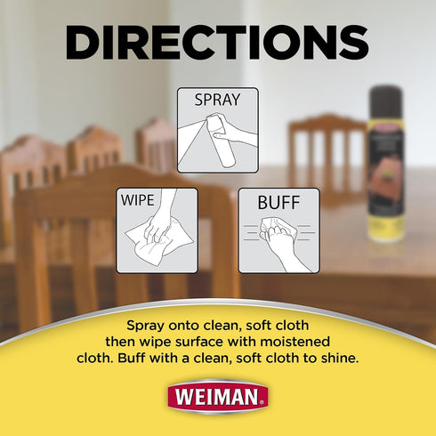 Weiman Wood Furniture Cleaner & Polish, Cleans, Shines & Protects Finished Wood Surfaces - 2 PACK with MicroFiber Towel
