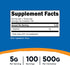 Nutricost L-Arginine Powder, 500 Grams (1.1lbs), 5000mg Per Serving