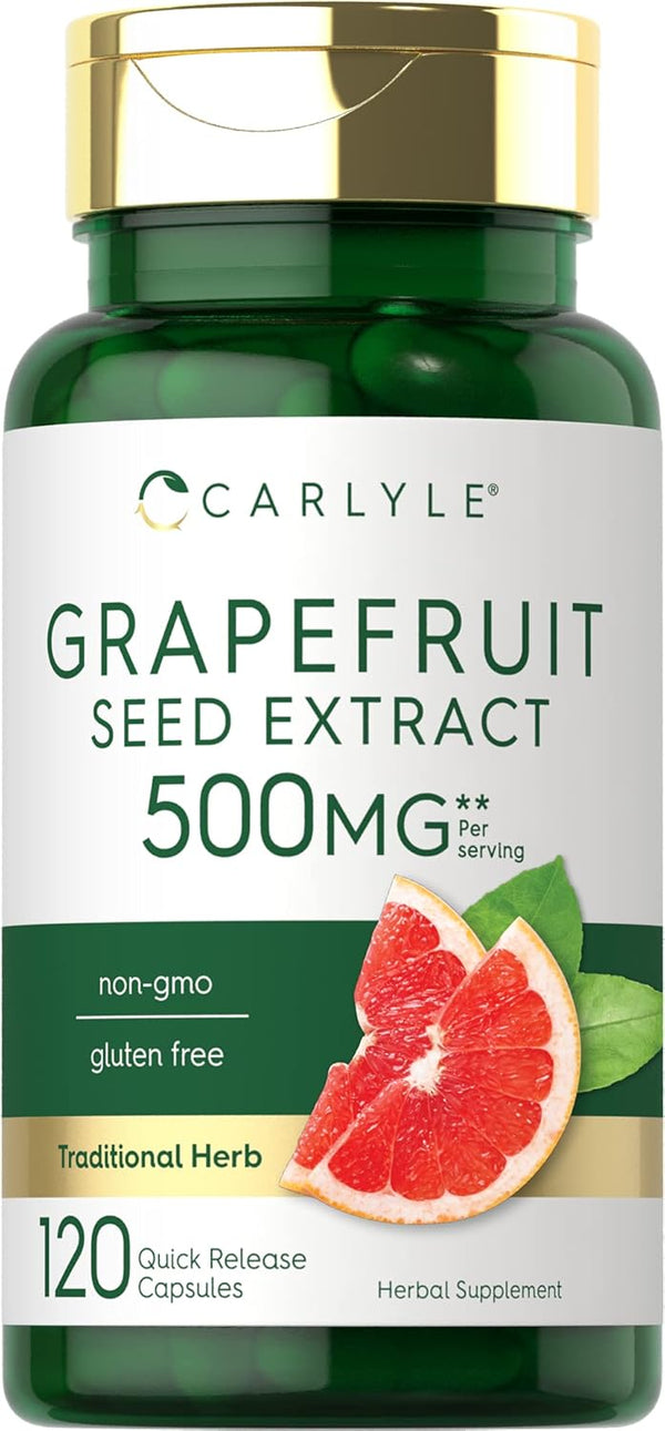 Carlyle Grapefruit Seed Extract | 120 Capsules | 500 mg Maximum Strength | Gluten Free, Non-GMO