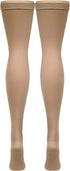 Truform Surgical Stockings, 18 mmHg Compression, Thigh High, Open Toe, Beige, Small