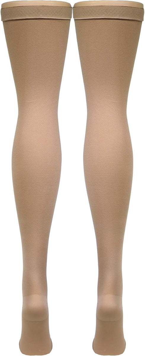 Truform Anti Embolism Stockings, Thigh High, 18 mmHg Compression, Open Toe, Beige, Medium