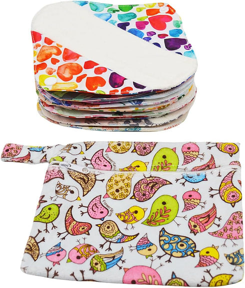 ReUseLife 12 8 inch Pieces Cloth Menstrual Pads,Reusable Sanitary Pads,Size Panty Liner,Unscented