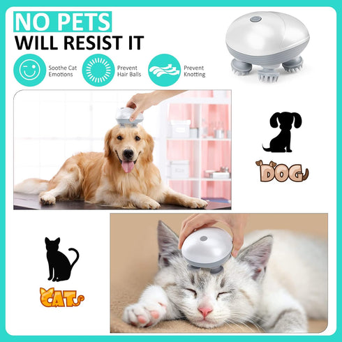 HIQUAY 4 96 Electric Pet Massager for Dogs and Cats, Cordless Handheld Tool with Massage Heads and Massage Nodes, Back