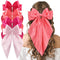 Large Pink Oversized Hair Bows, 4 Pack Satin Ribbons and Long Tail Barrettes for Women Girls