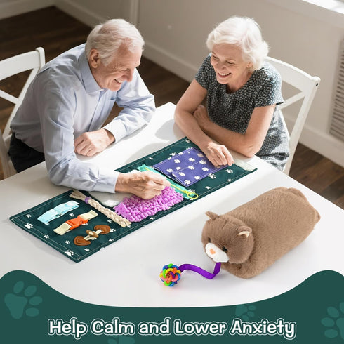 SOFWO Fidget Blanket and Muff Cat for Adults with Dementia, Alzheimers Dementia Activities Products for Elderly