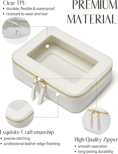 Popvibe Clear Makeup Bag, Travel Cosmetic Case with Zipper, Portable Toiletry Bag for Essentials