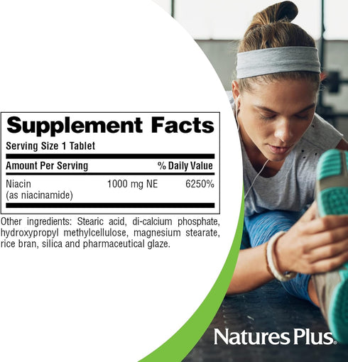 Natures Plus Niacinamide 1000 mg, 90 Sustained Release Tablets, Pack of 2, Vegetarian