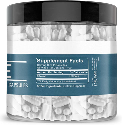 Earthborn Elements Glycine, 200 Capsules, Pure & Undiluted with No Additives