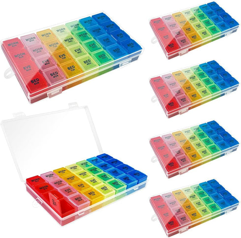 Quaocens 6 Pack Pill Organizer Monthly Weekly Pill Organizer 4 Times a Day