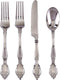 Antique Design Disposable Flatware Set, 96 PC Plastic Silverware for 24, Heavy Duty Utensil Set for Weddings, Silver
