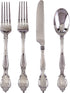 Antique Design Disposable Flatware Set, 96 PC Plastic Silverware for 24, Heavy Duty Utensil Set for Weddings, Silver