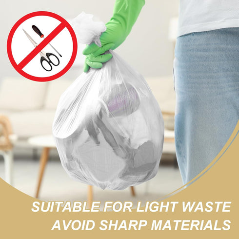 Magesh 2.6 Gallon Trash Bags, Strong Leakage-Free Small Garbage Bags, 100 Clear Bags for Bathroom, Office, Kitchen