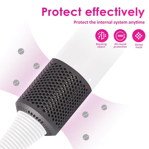 Upgraded Hair Dryer Filter Cover for Dyson Supersonic HD01 HD03 HD08 Models, Strainer Filter with Cleaning Brush (Gray)
