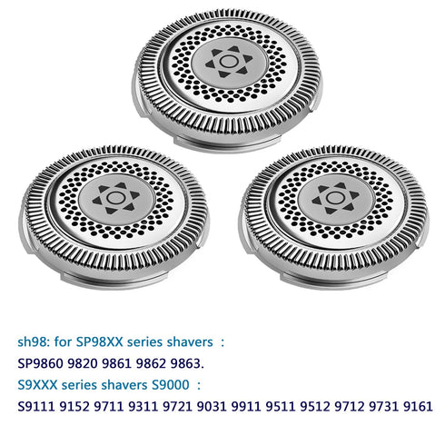 SH98/72 Head Shaver Replacement for Philips Norelco S9000 Prestige, 3Pcs Blades