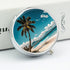 LPSADGF 3 Palm Tree Hawaii Beach Medicine Pill Case, Compartment Round Pill Box, Portable Decorative Medicine Organizer