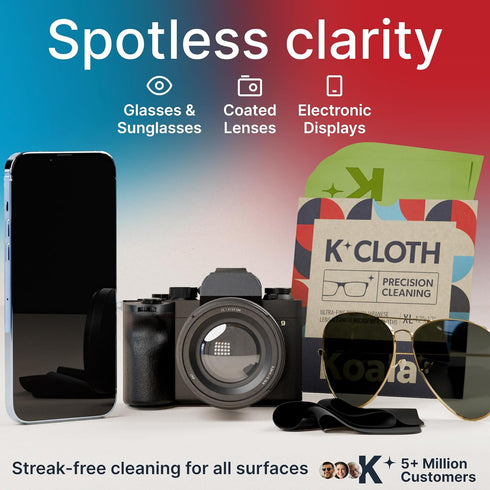 Headset, (Pack 3) Koala Lens Cleaning Cloth | Japanese Microfiber | Glasses Cleaning Cloths | Eyeglass Lens Cleaner |