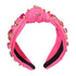 Valentines Day Headband Pink Jeweled Crystal Heart Knotted Headband Valentines Lover Party Headpiece Hair Accessories for Women Girls (Pink,rhinestone heart)