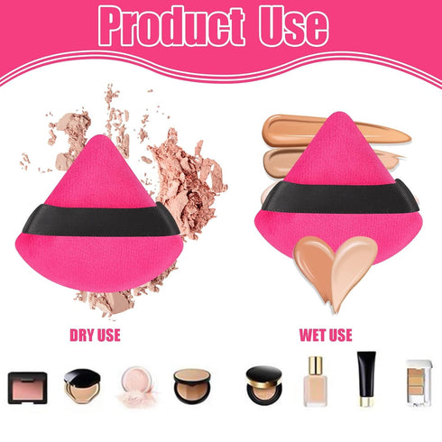 Pimoys 12 Pieces Powder Puff Soft Face Makeup Sponge, Velour Triangle for Loose Powder Cosmetic Foundation