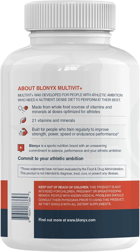 Multivit+ Athlete's Multivitamin - Whole Food-Sourced Nutrients for Performance & Muscle Health, 90 Day Supply