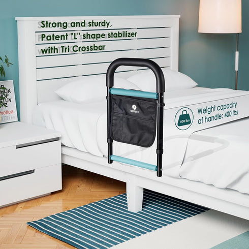 tomreky 300lbs Bed Rails for Elderly Adults Assist Safety with Motion Light for Seniors Hand Bar Grab with Storage
