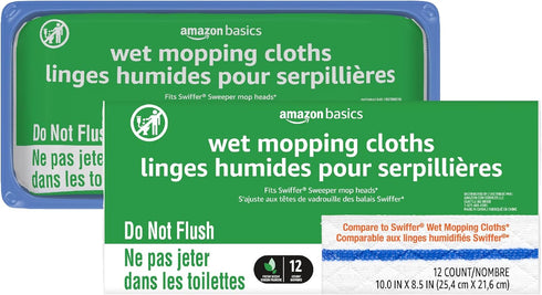 Amazon Basics Wet Mopping Cloth Refills, Pack of 1, 24 Count