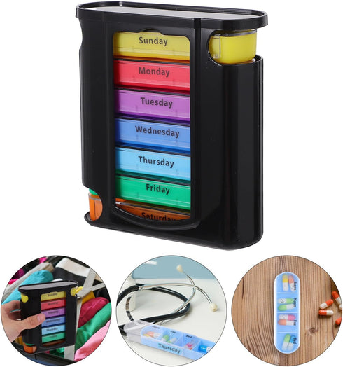 Ipetboom Day Pill Organizer with Compartments Per Day Compact Medicine Storage Case for Daily Vitamins and Supplements
