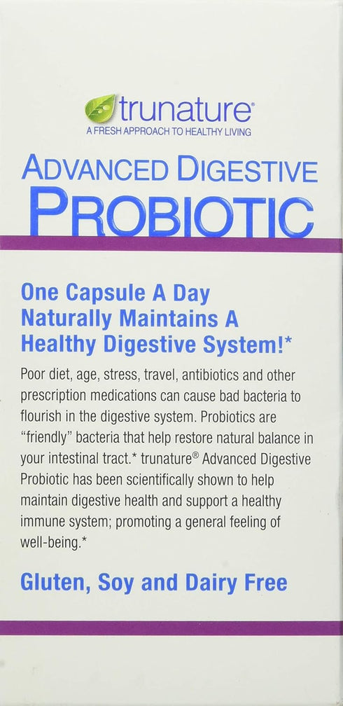 Trunature Advanced Digestive Probiotic, 100 Count, White