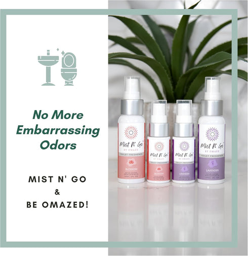 Mist N’ Go by Omaze Travel Bathroom Spray - Toilet Spray Odor Eliminator, Blossom Travel Size (1oz x1)