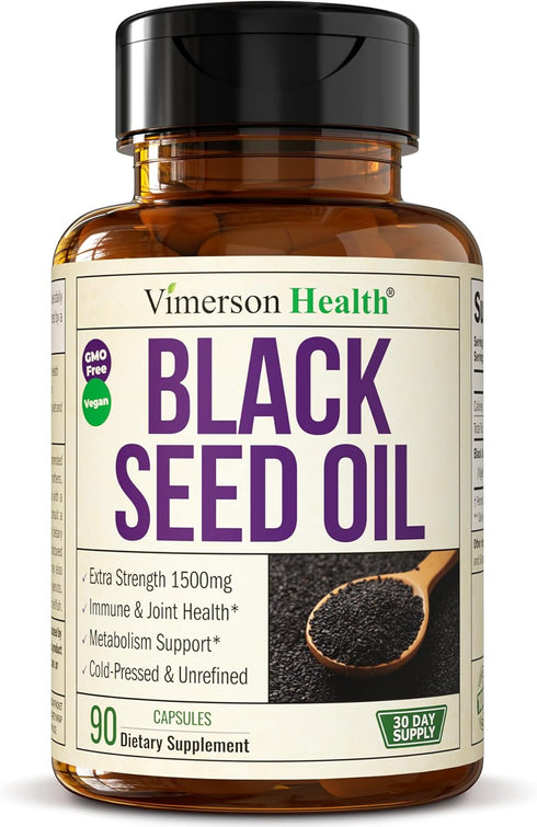 Black Seed Oil Capsules | Cold Pressed 1500mg for Joints, Immune Support & Antioxidants, 90 Caps