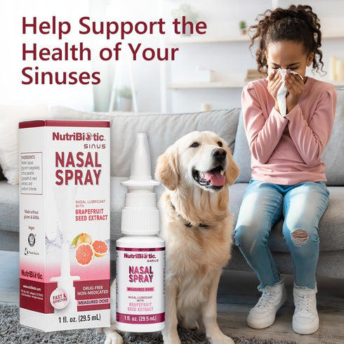 NutriBiotic Nasal Spray, 1 Fl Oz, Nasal Lubricant with Grapefruit Seed Extract, Drug-Free & Non-Medicated