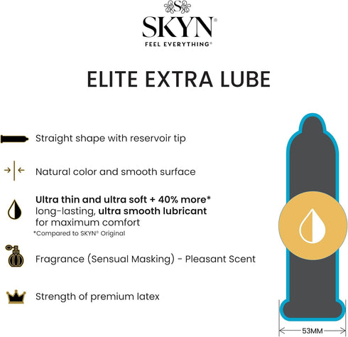 SKYN (12 Count) Elite Large and Extra Lube Ultra-Thin Lubricated Latex-Free Condoms