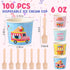 Ninehaoou 100 Set 6 oz Frozen Ice Cream Paper Cups with Spoons Bulk Colorful Disposable Ice Cream Bowls for Hot or Cold